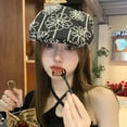 thumbnail image 4 of SikaFu Summer Version Of Retro Flowers Embroidered Forward Hat Girl Out Of The Street To Show Face Small Versatile Fashionable Beare Hat, 4 of 9