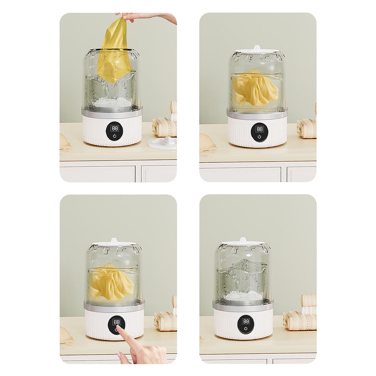 Musatteng Cordless Mini Washer for Delicates - 3000mAh Rechargeable Portable Laundry System for Travel, Camping & Dorms
