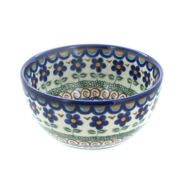 Blue Rose Polish Pottery Aztec Flower Dessert Bowl