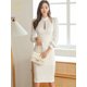 thumbnail image 5 of H Han Queen-elegante vestido de tubo Blanco/negro para mujer, serie Simple, coreano, ahuecado, oficina, informal, moda, 5 of 5