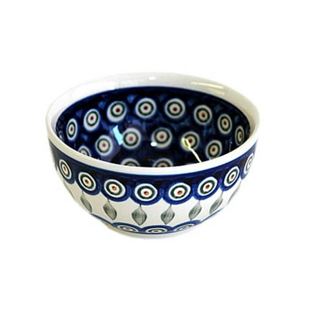 - Polish Pottery Peacock Dessert Bowl