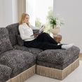 thumbnail image 2 of NEW Comfy Chenille Leopard Printing Loveseat Sofa,Delicate Tassel Edge,Modern Fashion Modular Sectional Couch,, Easy Assembly,Deep Seat Couch for Living Room,Khaki black, 2 of 8
