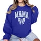thumbnail image 5 of Penkiiy Mujeres de manga larga Mama Sudaderas de cuello redondo Suéter suelto blusa ligera Tops L Azul, 5 of 7