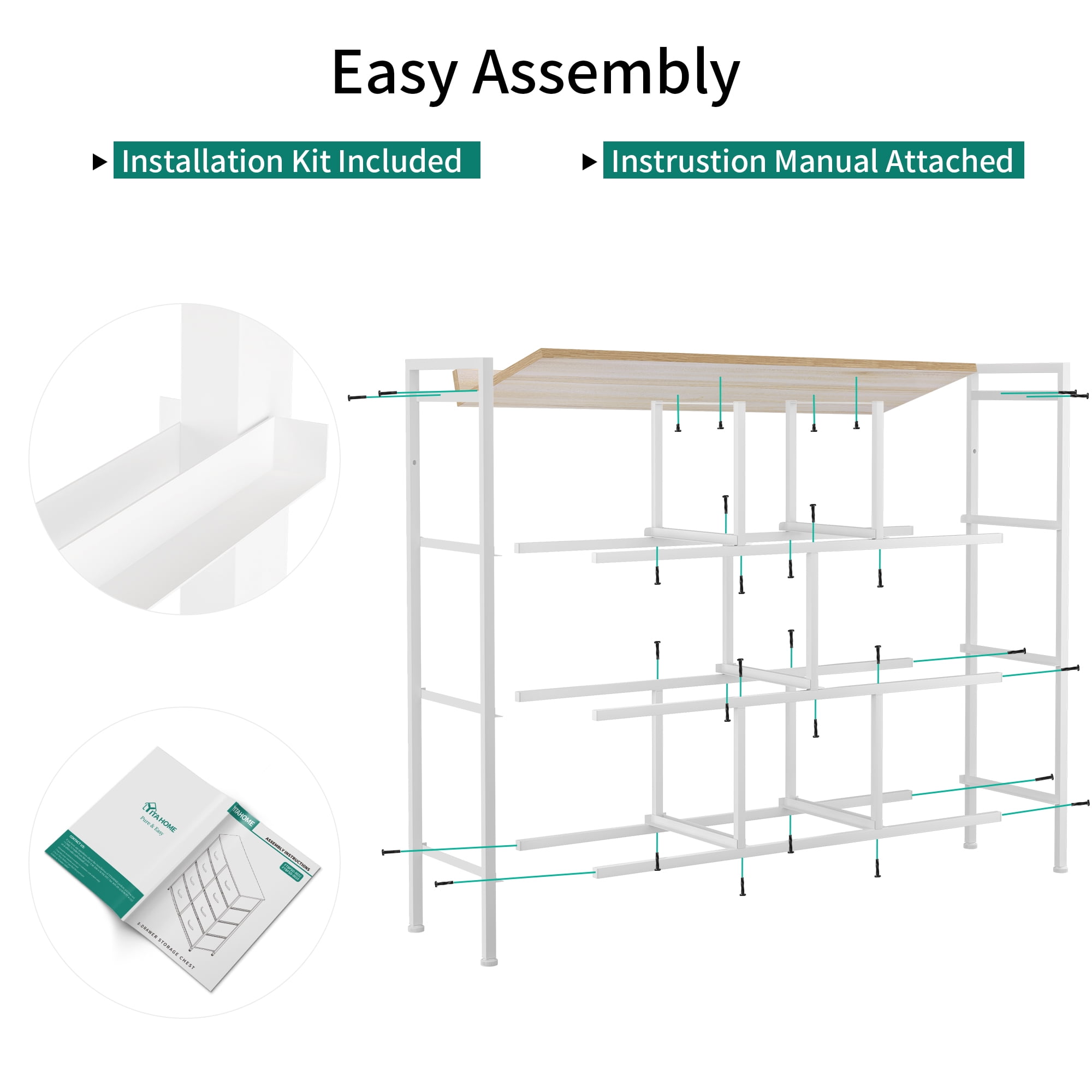 YITAHOME 8 Drawer Dresser - Furniture Storage Tower, Organizer Unit for Bedroom, Living Room, Hallway, Closets & Nursery - Sturdy Steel Frame, Wooden Top & Easy Pull Fabric Bins (Chocolate)