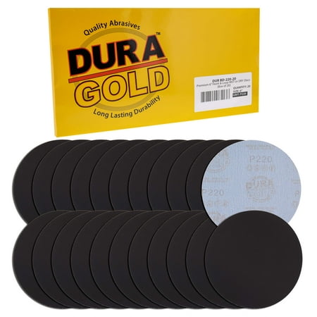 

Dura-Gold Premium 6 Wet or Dry Sanding Discs - 220 Grit (Box of 20) - High-Performance Sandpaper Discs with Hook & Loop Backing Fast Cutting Silicon Carbide - Hand Sand Orbital Sander Car Polishing