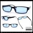 thumbnail image 2 of SA106 Mens Hippie Hustler Color Lens Narrow Rectangular Black Frame Sunglasses Blue Lens, 2 of 7