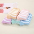 thumbnail image 2 of 5 Pairs Women Socks Striped Fluffy Coral Velvet Thick Warm Winter Socks Girls Indoor Floor Towel Socks（Purple,Blue,Green,Orange,Pink）, 2 of 4
