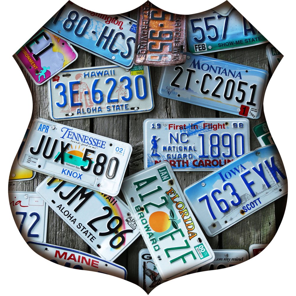 License Plates On Route 66 Wall Art by Next Innovations