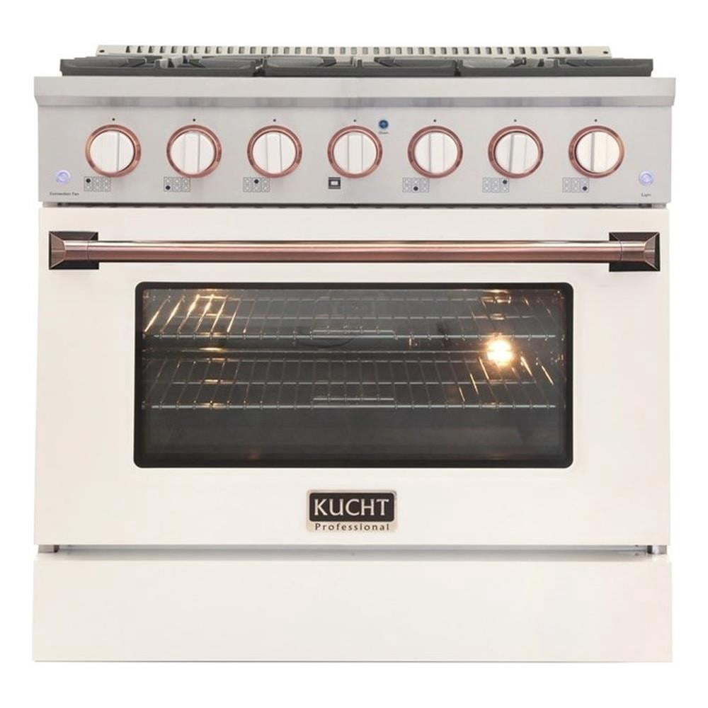 Pemberly Row 36" 5.2 cu. Dual Fuel Range Propane Gas in Rose Gold Handle