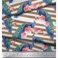 thumbnail image 2 of Soimoi Polyester Crepe Fabric Stripe,Floral & Peacock Bird Print Fabric by The Yard 52 Inch Wide, 2 of 3