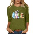 thumbnail image 2 of Xihbxyly Hauts Grande Taille pour Femmes Manches 3/4 T-shirt Imprimé pour Femmes Col Rond de Pâques T-shirt Imprimé Manches 3/4 Chandail à Col Rond Haut Chercheur de Cadeaux des Fêtes, 2 of 5