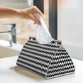 thumbnail image 6 of Uemuo Black And White Diamonds Pattern Tissue Box Cover Holder, Triangle with Bottom Belt - PVC Leather Decorative Organizer for Tabletop, Bathroom, Car, Office, 6 of 9