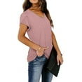 thumbnail image 3 of Anyjoin Womens Tops Casual V Neck Summer Petal Sleeve T-Shirt, 3 of 4