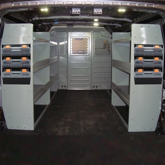 Hanging Tote Kit for Van Shelving Storage System, 3 Plastic Storage Box with 1 Set Galvanized Steel Hanging Organizer Holder for Small Parts, Screws and Hardwares