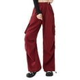 thumbnail image 1 of Bmisegm Pantalon Décontracté Polyvalent pour Femmes Confortable Coupe Ample - Pantalon à Poches Idéal pour un Usage Quotidien et Réglages Rouge m, 1 of 4