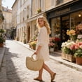 thumbnail image 4 of Eolstice Straw Tote Bag Summer Beach Bag, Handmade Straw Rattan Woven Handbag For Women Travel, for Shopping, Daily Use, Picnic, Boho Style, Sturdy Handle(L), 4 of 6