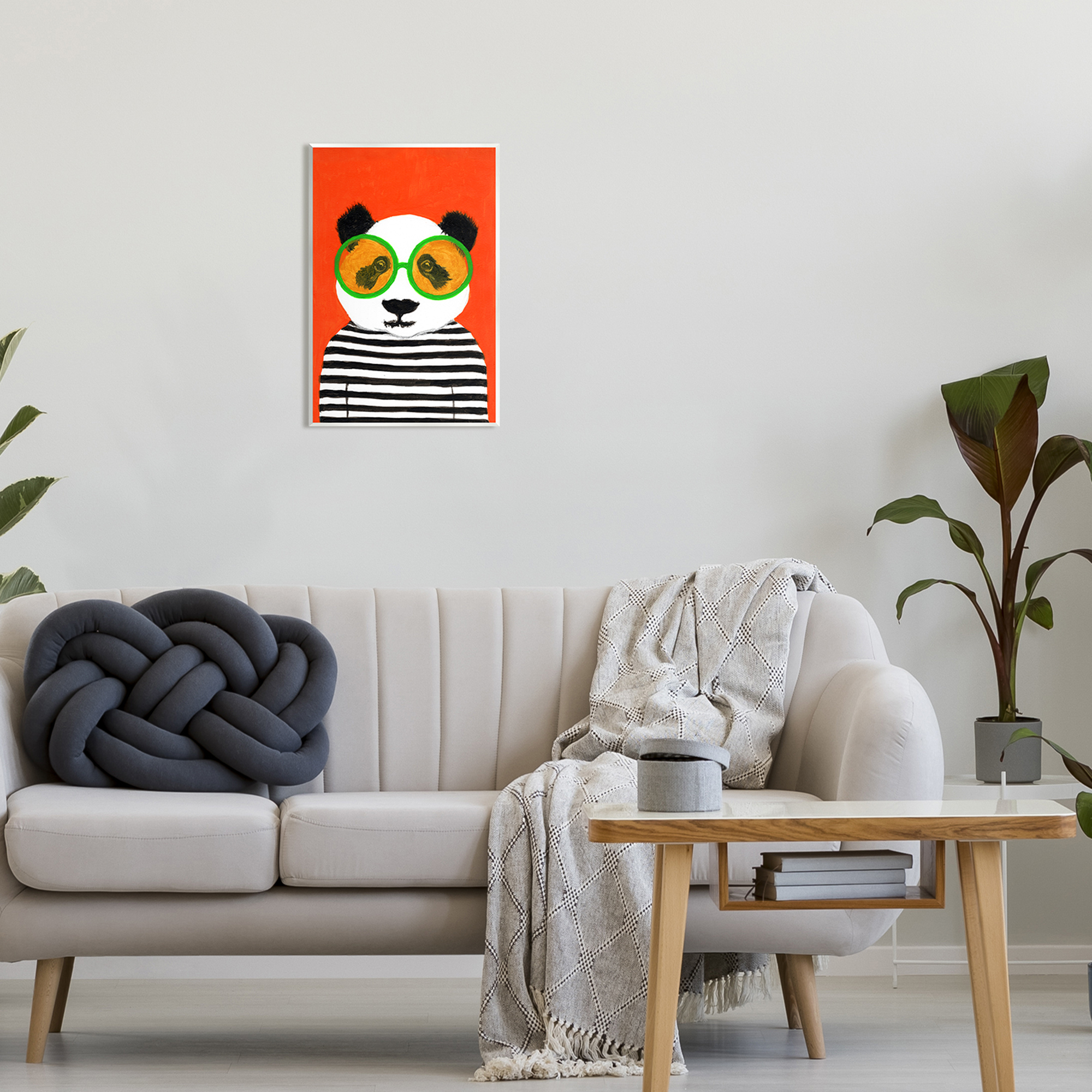 Stupell Industries Bold Panda Bear Striped Shirt Animals & Insects Painting Unframed Art Print Wall Art