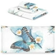 thumbnail image 2 of SKYSONIC Blue Butterflies Bath Towels Soft Absorbent Bath Towels Bath Towel Set of 3 for Home Hotel Bathroom Decor, 2 of 7