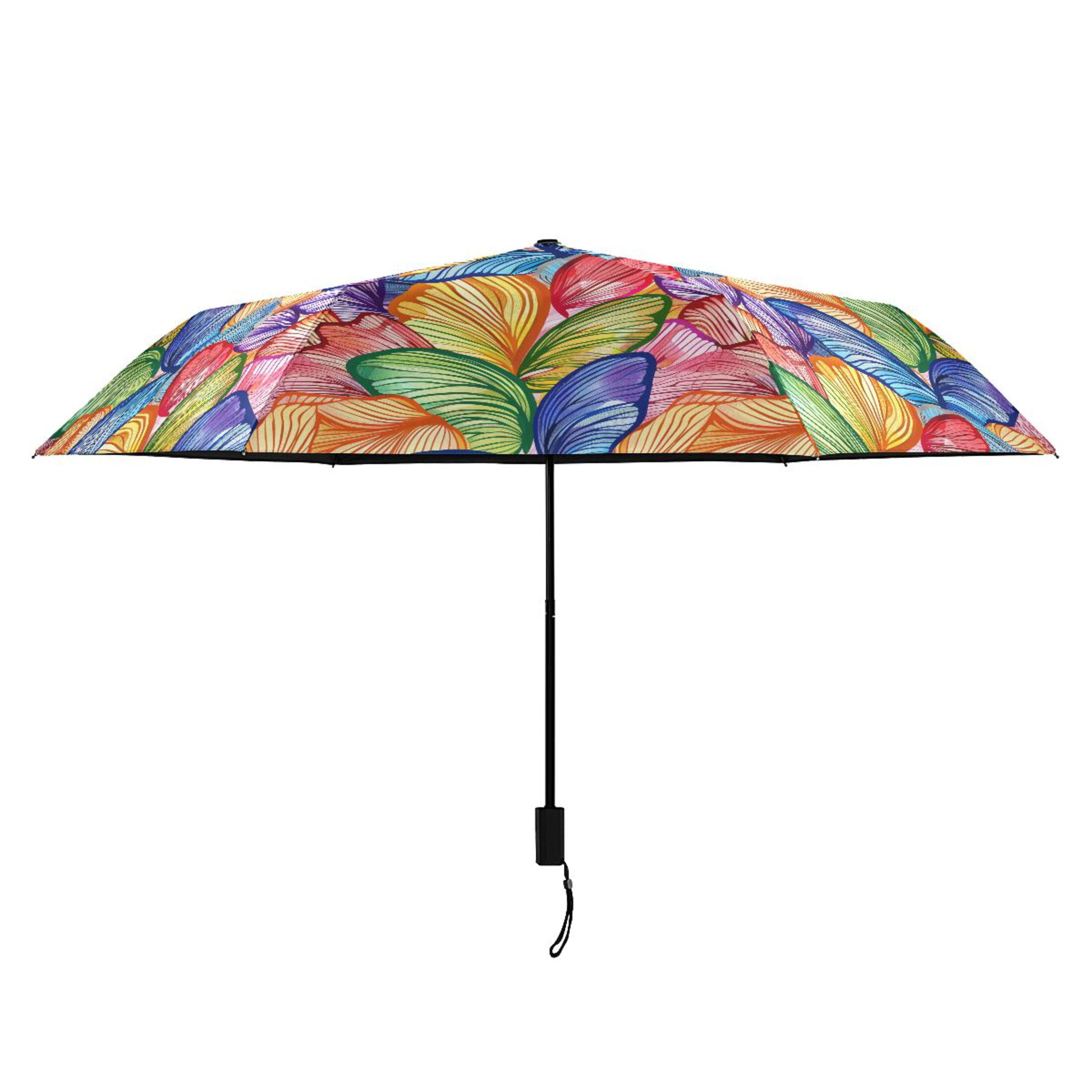 Colorful Butterfly Wings Compact Sun Umbrella Windproof Travel Umbrellas for Rain Strong Portable UV Protection