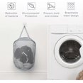 thumbnail image 4 of Hanging Laundry Basket, 2 Pieces Laundry Baskets, Foldable Laundry Baskets, Dirty Laundry Bin, Gray Mesh Fabric Laundry Basket for Quilts, Blankets, C, 4 of 5