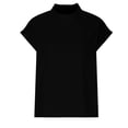 thumbnail image 5 of Women's Summer Short Sleeve High Neck Linen T-Shirt Tops Blouses Tees Solid Color Plain Casual Daily Wear Business Casual Work Office Vacation Outfits Fashion Essential Gift for Women, 5 of 9