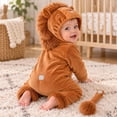thumbnail image 7 of OJSFQUFP Baby Toddler Fuzzy Plush Hooded Zipper Jumpsuit with & Tail Infant Cosplay Romper for Halloween, 7 of 7