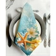 thumbnail image 2 of Cloth Napkins Summer Ocean Starfish Flower Washable Soft Kitchen Dinner Napkin Set of 8,Watercolor Coastal Marine Theme Reusable Cocktail Napkins for Wedding Holiday Party Event,20x20In, 2 of 7