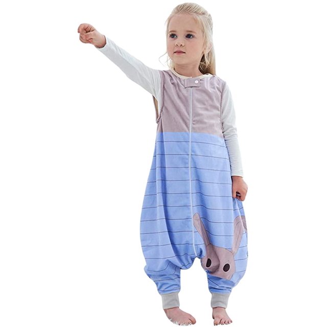 ZKOOO Kinderschlafsack mit Beinen Warm Weich Schlafanzug Mädchen Junge Winterschlafsack Jumpsuit ohne Ärmel Schlafsack mit Füßen Flanell Pajamas Unisex Zhivalor LL-2085-1