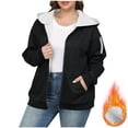 thumbnail image 2 of Breezora Casual Zip Up Hooded Sweatshirt for Women Long Sleeve Pullover Jacket with Pocket Plus Size Fleeced Top XXXL Size Black, 2 of 4