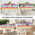 thumbnail image 7 of Floral Bohemian Tablecloth Round Elasticized, Stretch Fit Cover for 38-42 Inch Tables, Decorative Accent for Patio Garden Party, 7 of 7