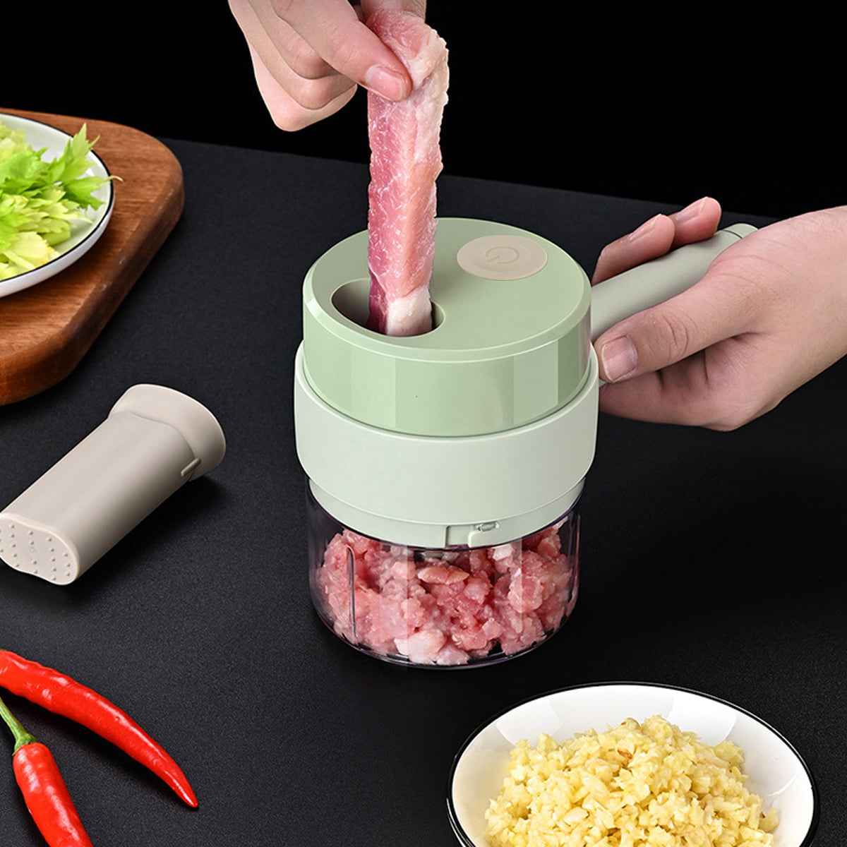 150ML Garlic Chopper Meat Mincer Hand Press Crusher for Kitchen Tool Food  Vegetable Grinder Onion Chili Cutter Masher Electric Vegetable Cutter Set  Multifunctional Garlic Mud Food Processor Cutting Pressing Mixer Slicer  Rechargeable