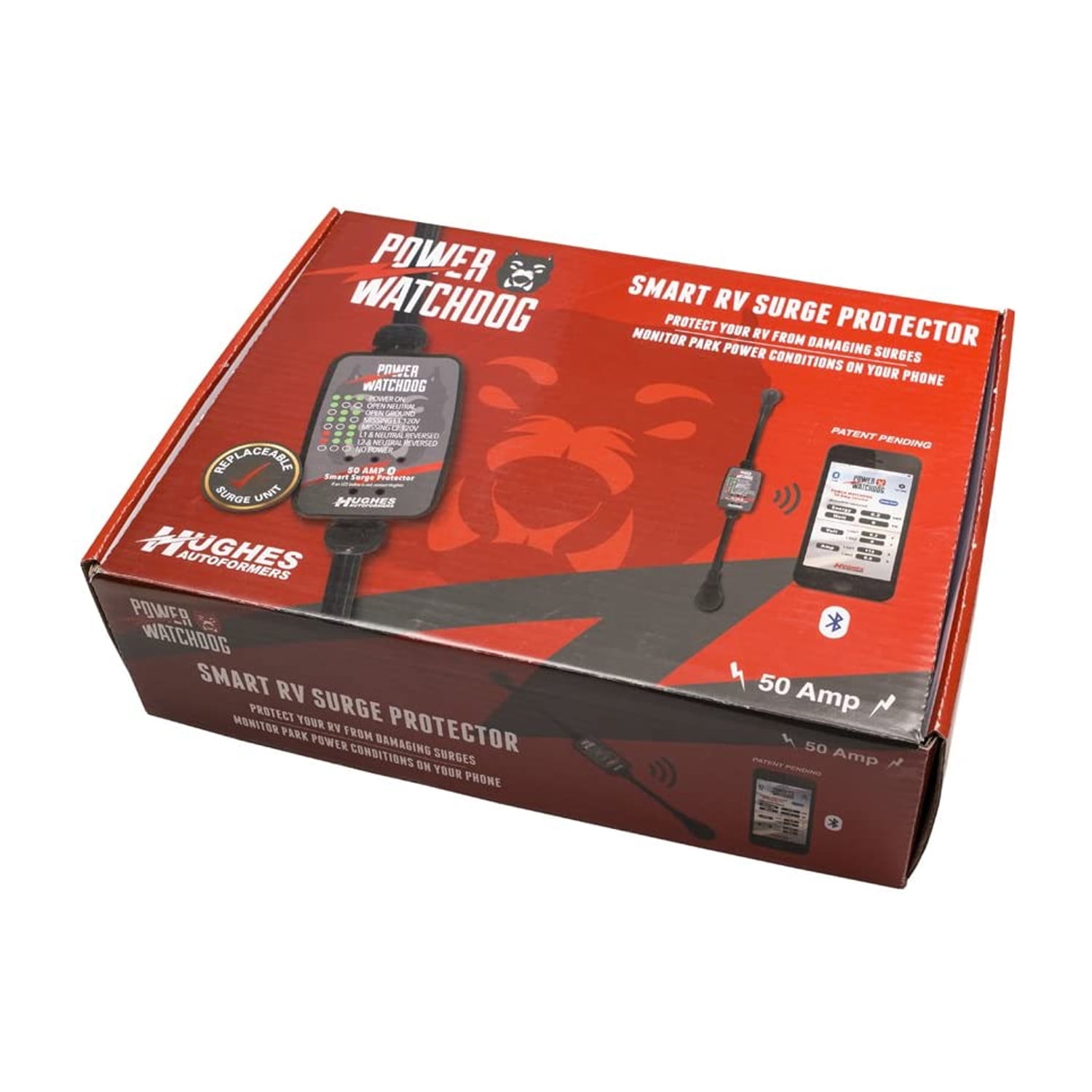 Power Watchdog PWD50 Smart RV Portable Surge Protector 50 Amp - Patented Bluetooth Connectivity - Monitor Voltage/Amperage/Wattage - IP65 Water-Resistant