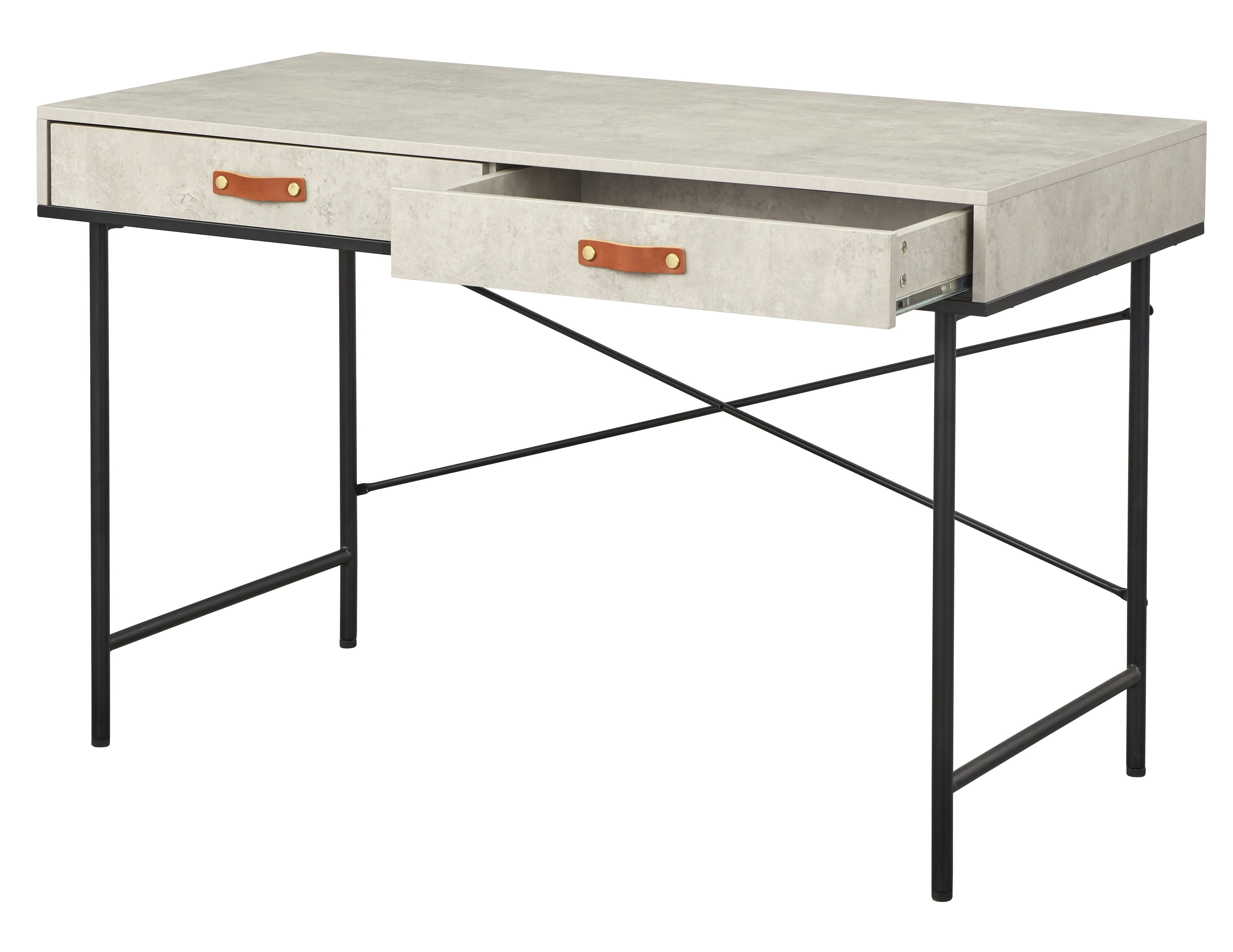 TMS Augusta Laminated MDF Portable 2-Drawer Writing Desk, Gray/Black