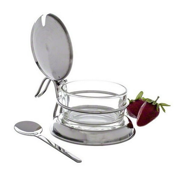TableCraft 6 oz Condiment Jar Set with Spoon and Base
