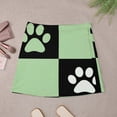 thumbnail image 4 of Paw Prints on Checkered Background Women's High Waist Skirt Stretchy Casual Mini Skirt, 4 of 8