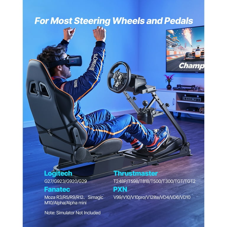 KFFKFF Adjustable Racing Wheel Stand, Sturdy Simulator Cockpit