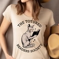 thumbnail image 4 of Tortured Readers Society Shirt, Book Lover Sphynx Cat Graphic Tee for Women Men , Light Pink, Size 3XL, 4 of 6