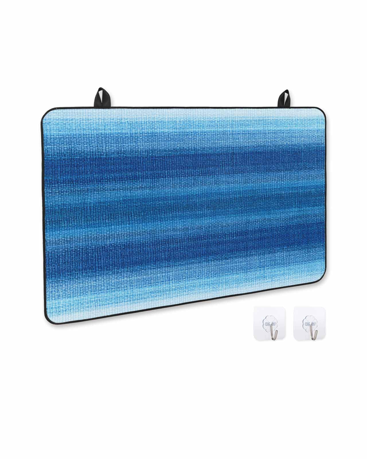 nqOlkjepod Large Induction Cooktop Protector Mat 36"x21", Blue Ombre Stripes Stove Top Covers for Electric Stove, Modern Gradient Abstract Texture Stove Burner Cover Mats, Glass Top Stove Cover