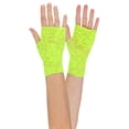 thumbnail image 5 of ToBeInStyle Women's Fishnet Floral Lace Gloves - One Size - Neon Green, 5 of 6