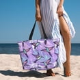 thumbnail image 2 of Beach Bag For Women, Abstract Hummingbird Purple Beach Tote Bag Swim Pool Bag Large Tote With Pockets For Workout., 2 of 2