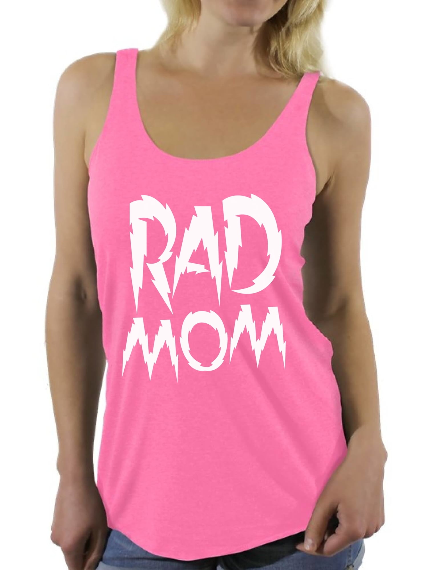 Awkward Styles Women's Rad Mom Funny Graphic Racerback Tank Tops White