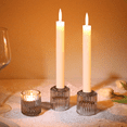 thumbnail image 4 of HofferRuffer Ribbed Glass Candle Holders, 2 in 1 for Home Decor Weddings Table, Gray, Set of 3, 4 of 9