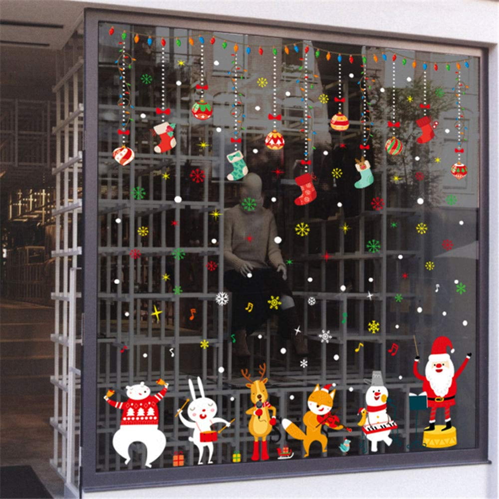 Christmas Window Sticker PVC Color Glass Christmas Sticker Christmas