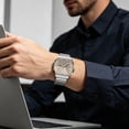thumbnail image 1 of Reloj de pulsera de cuarzo unisex con correa de acero inoxidable, resistente al agua hasta 30 m, elegante reloj de vestir casual, caja de 36 mm, adecuado para hombres y mujeres, 1 of 9
