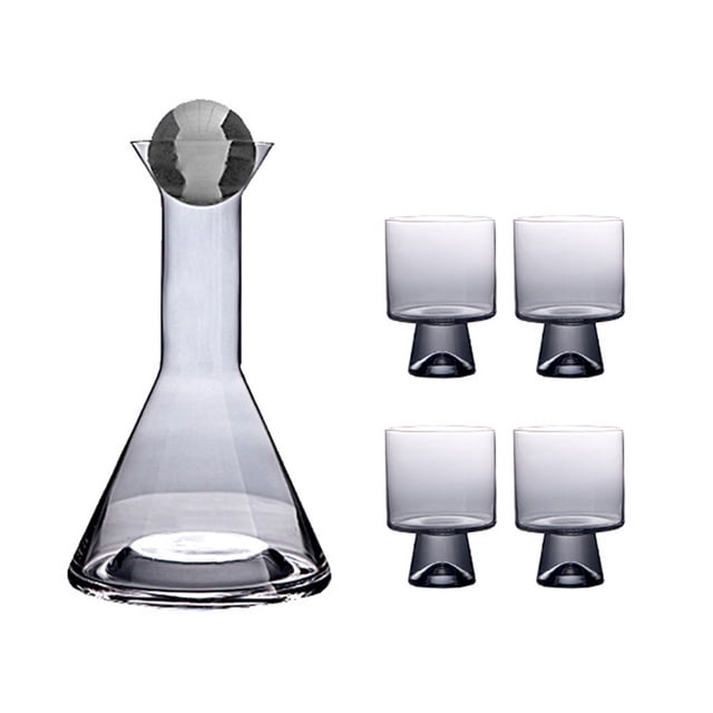 Juego de jarra de agua de vidrio grueso retro de gran capacidad para mesita de noche con taza de agua