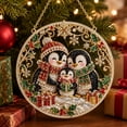 thumbnail image 6 of DIY Christmas Diamond Painting Ornament Kit, 7.87 in Penguin Family Design, Holiday Hanging Decoration, 6 of 7