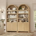 thumbnail image 2 of 81" Tall Arched Kitchen Pantry Storage Cabinet, 6-Tier Bookcase with 2 Doors for Living Room, Kitchen, Home Office, Oak, 2 of 7