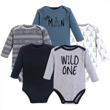 UPC: 0660168921205 | Yoga Sprout Baby Boy Cotton Long-Sleeve Bodysuits 5pk  Wild One  0-3 Months