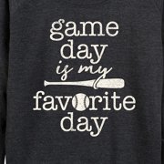 Instant Message - Game Day Favorite Day Lightweight French Terry Wide Neck Long Sleeve Graphic Shirt