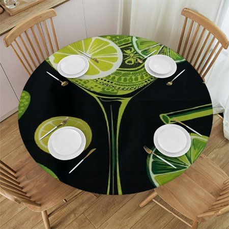 

Lime Cocktail Round Table Cover Stain Resistant Washable Indoor Outdoor Tablecloth Kitchen Dining Wedding Parties 100% Polyester Fiber 38-42